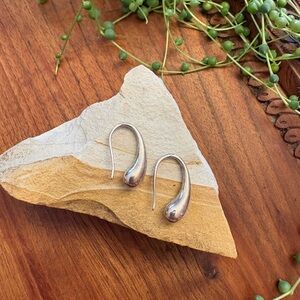 Sterling Silver Teardrop Hook Earrings Solid